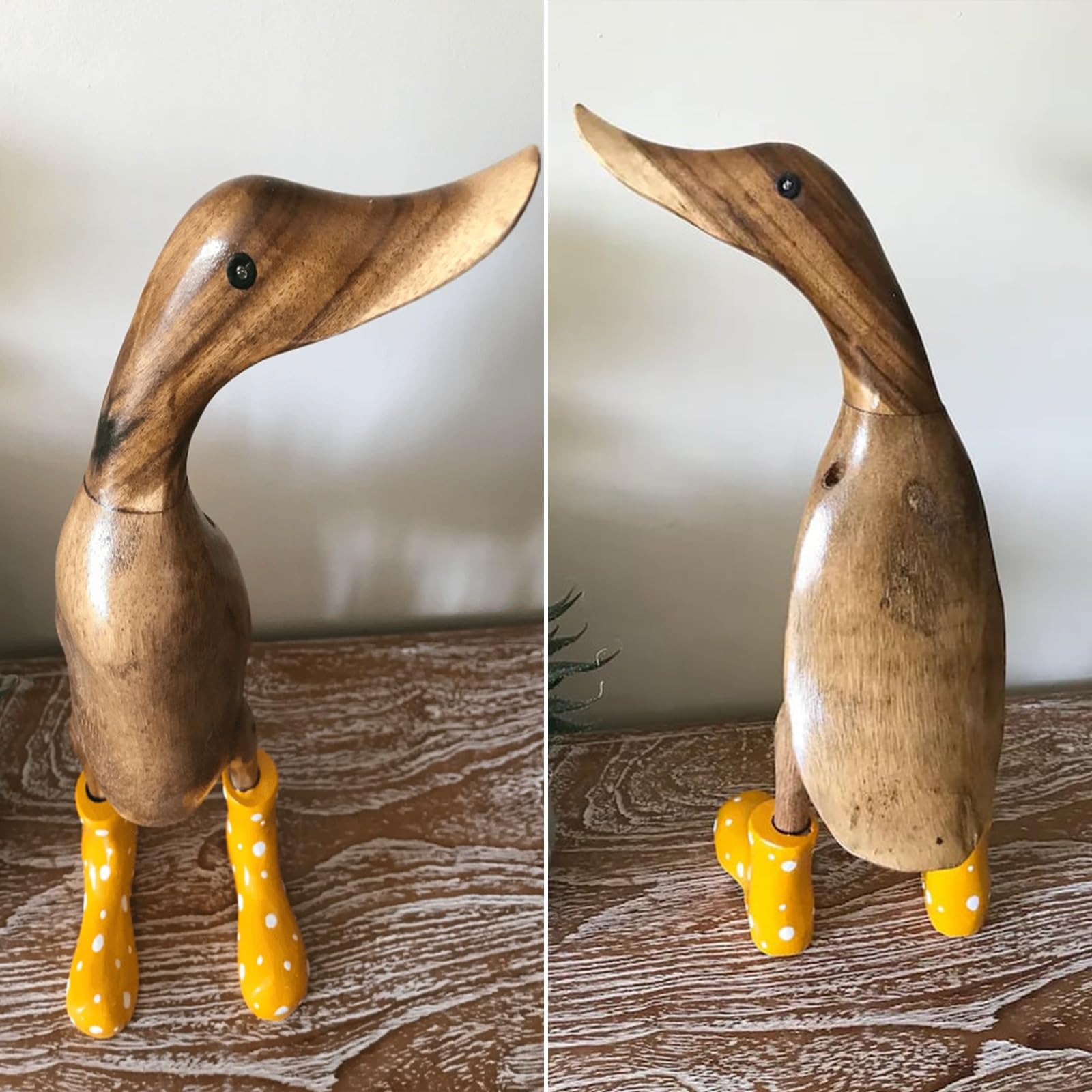 Handmade Carved Wellies Duck Family