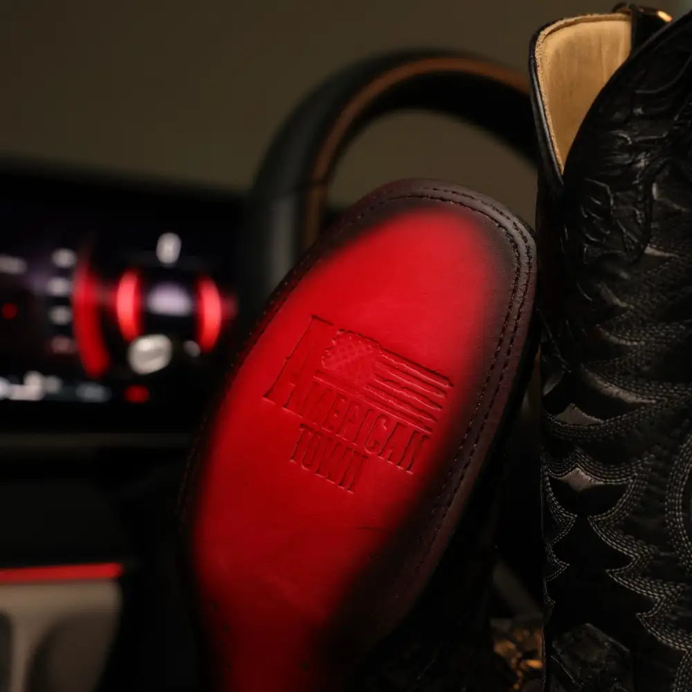 Midnight Grey Pirarucu Leather Boots - Square Toe