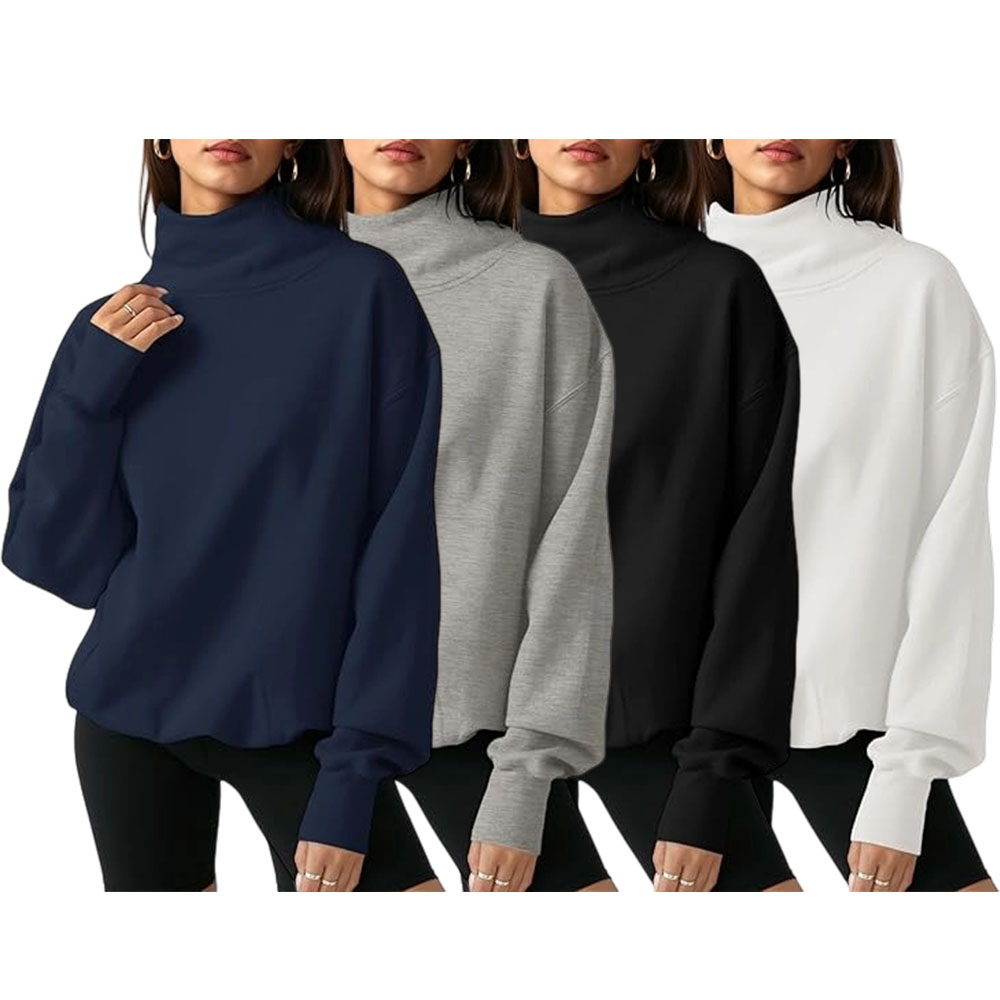 2026 Women's Oversized Turtleneck Sweatshirt Long Sleeve Pullover