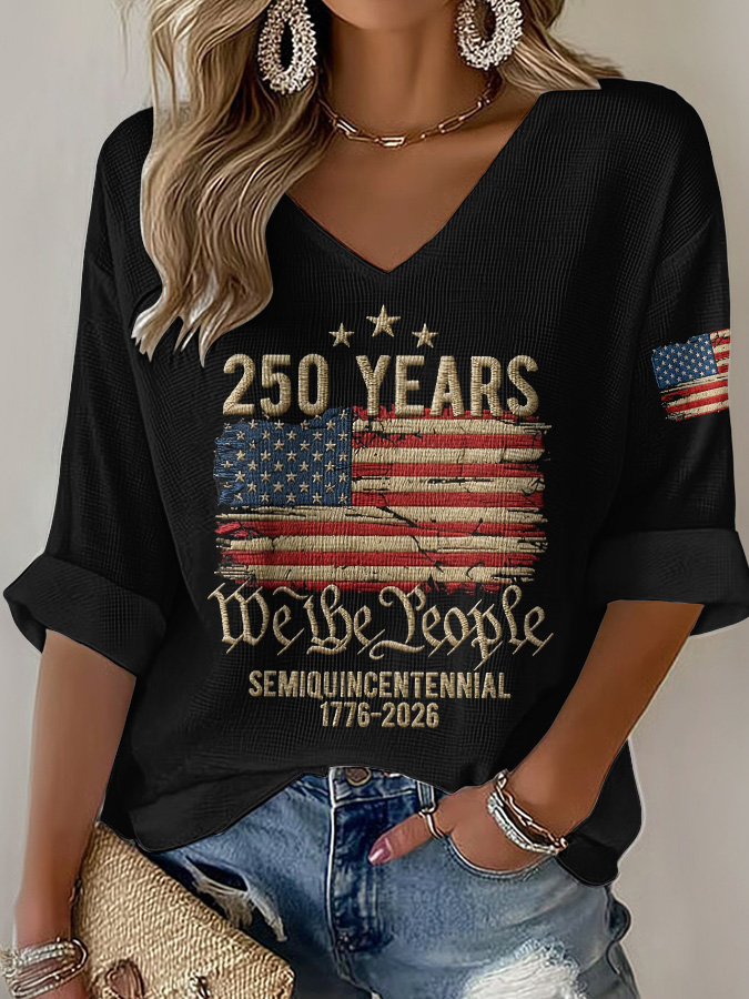 Women'S Retro American Independence Day Printed Casual Top
