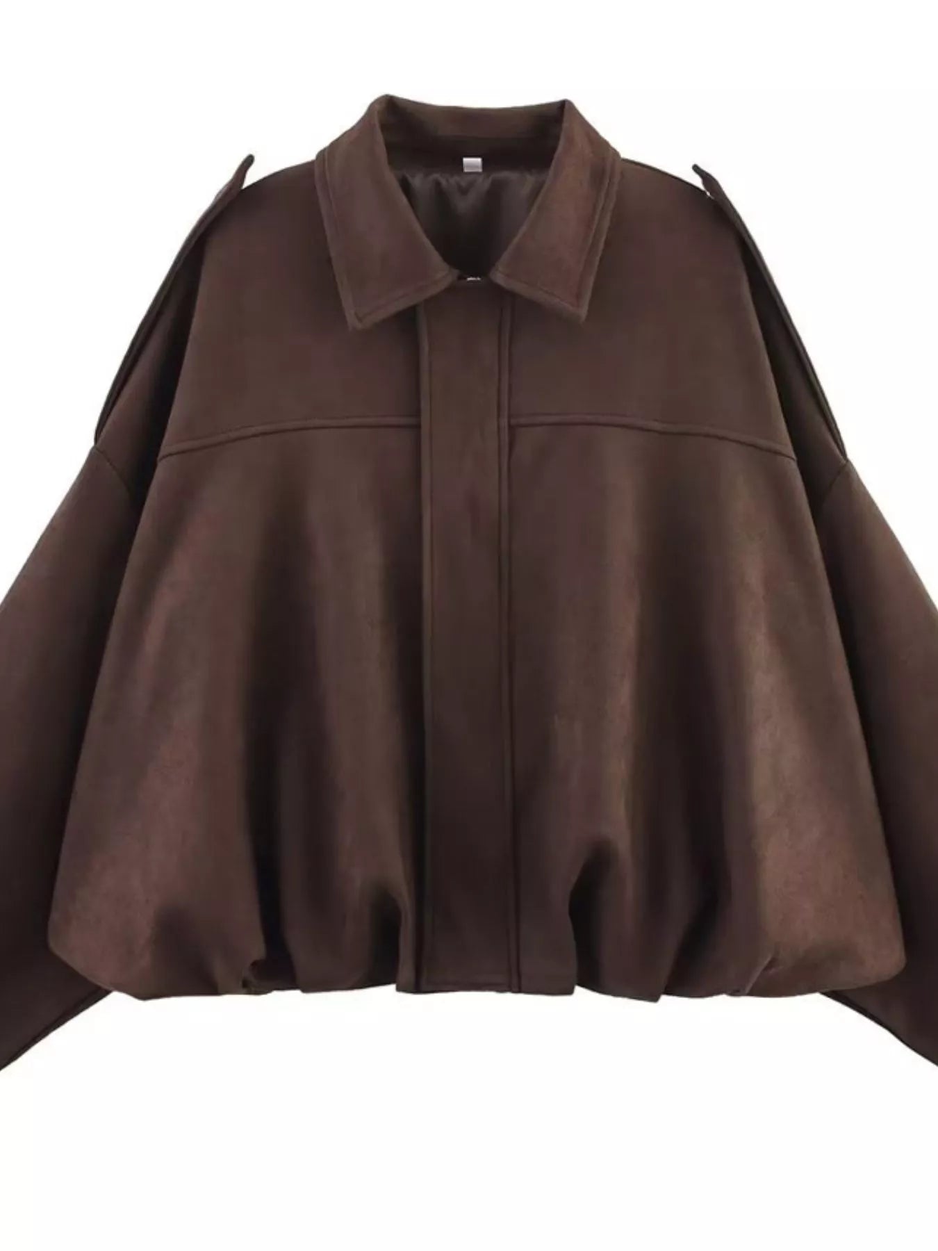 Collared Neck Dropped Shoulder Jacket