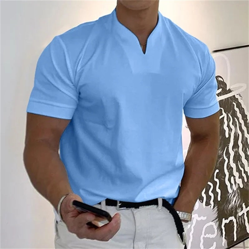 2022 Men Gentlemans Business Short Sleeve Fitness T-shirt