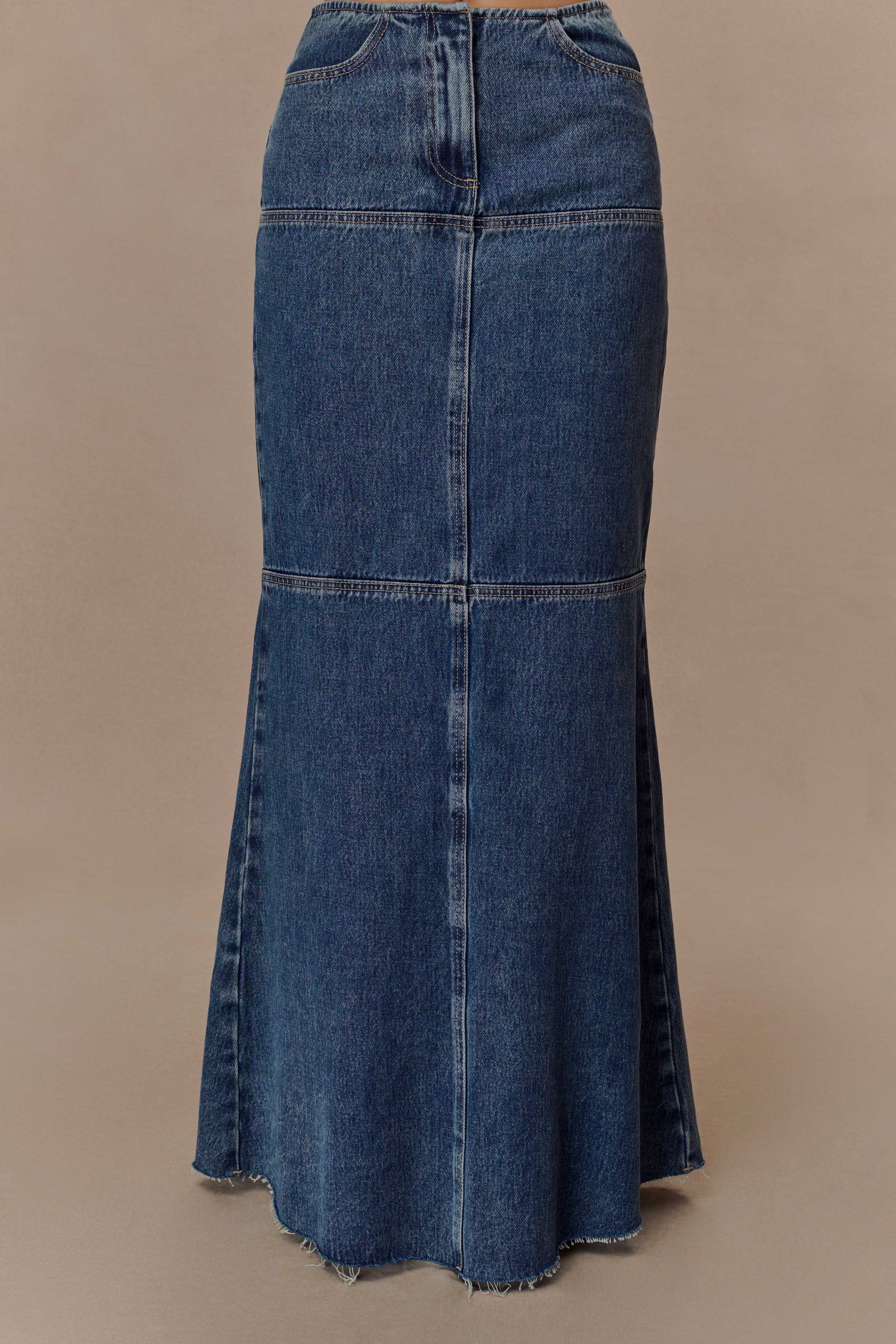Blue Denim Maxi Skirt