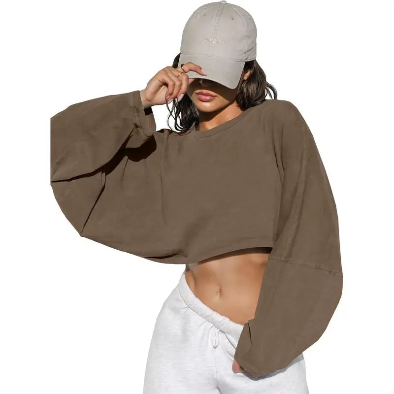 Womens Long Ballon Sleeve Sweatshirts Tops