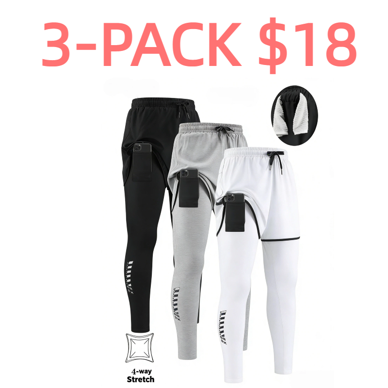 Men's 2-In-1 Quick Dry Breathable Elastic Running Pants with Elastic Waistband