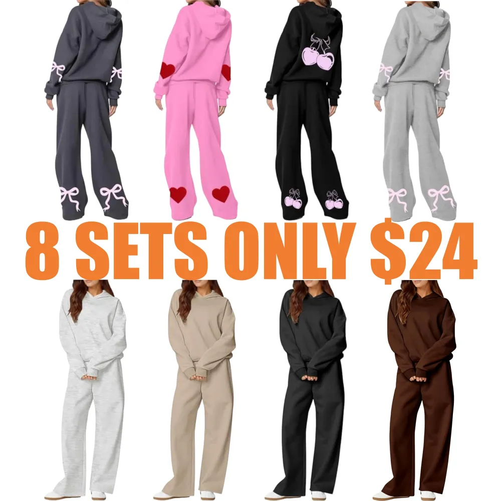 Women’s 2-Piece Lounge Set – Hoodie & Wide Leg Sweatpants