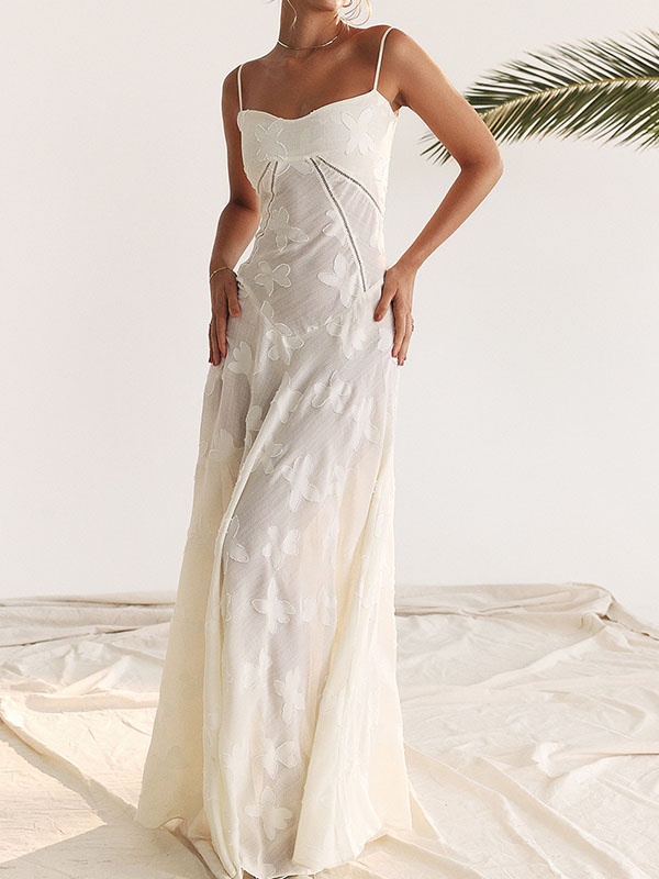 Flower Printed Sleeveless Spaghetti Neck Vacation Maxi Dresses