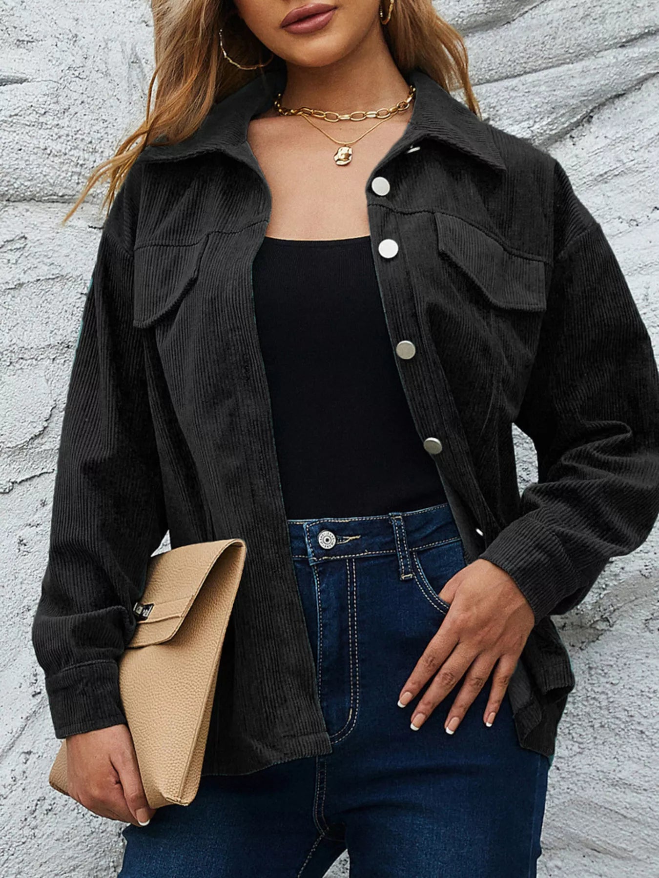 Casual Corduroy Button-Down Jacket