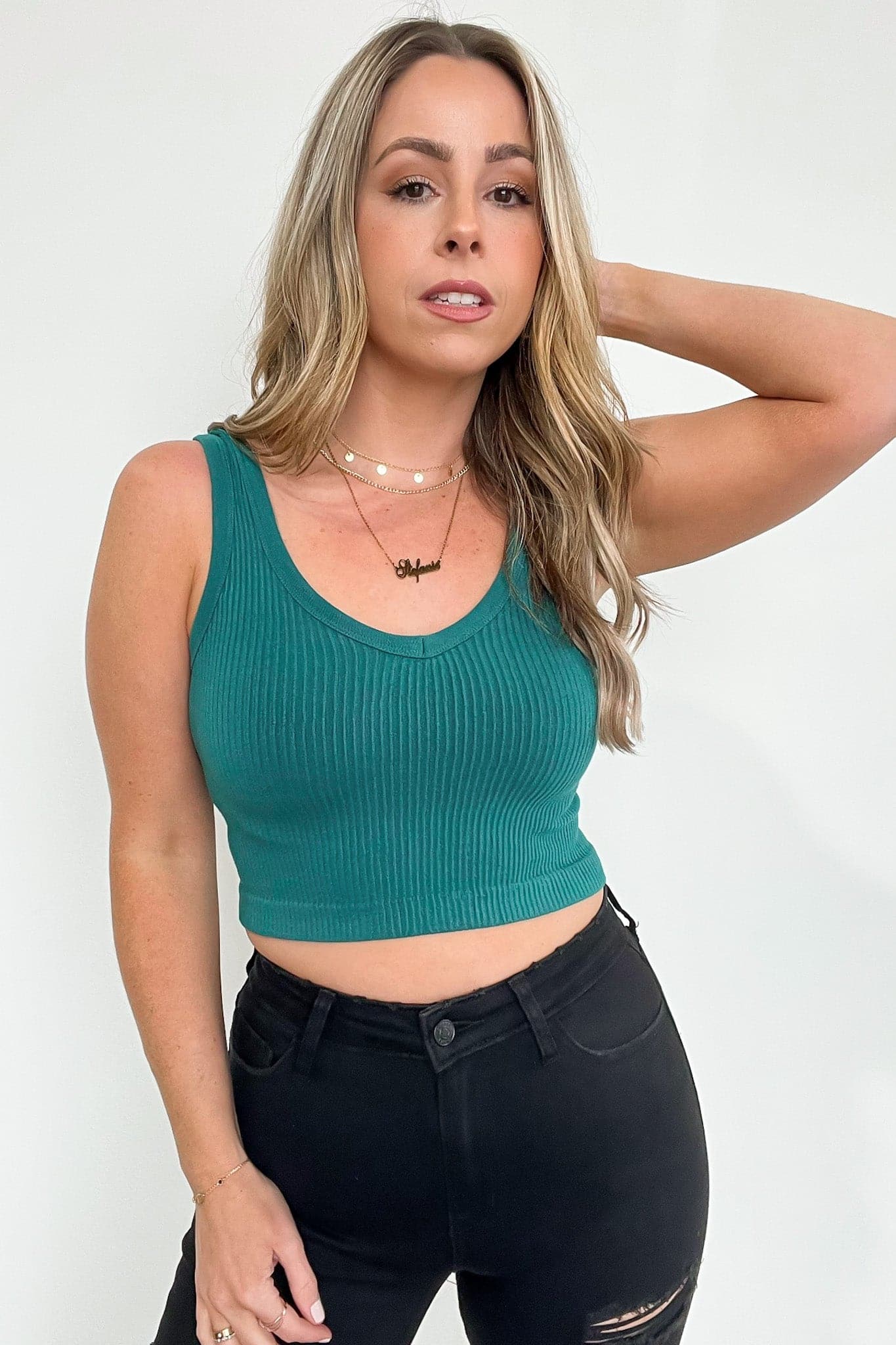 Ribbed Seamless Cropped Tank Bra Top