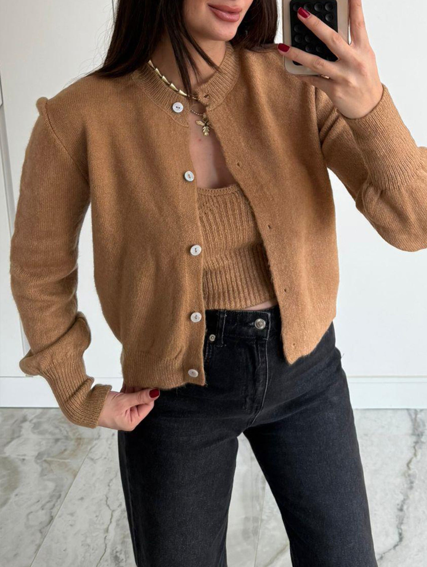 Knit Cardigan Vest Two Piece Set_CWSTB01066