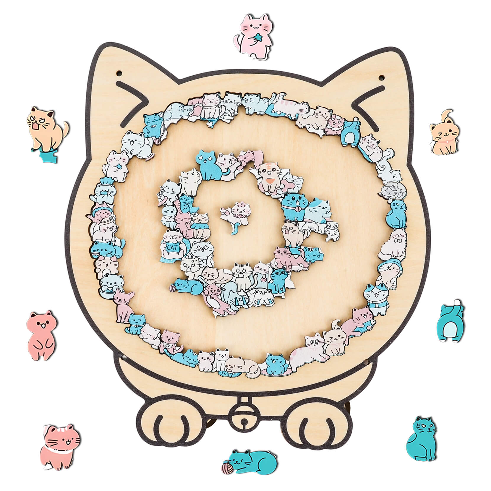 Morandi-Colored Cat/Dog Shaped Wooden Jigsaw Puzzle