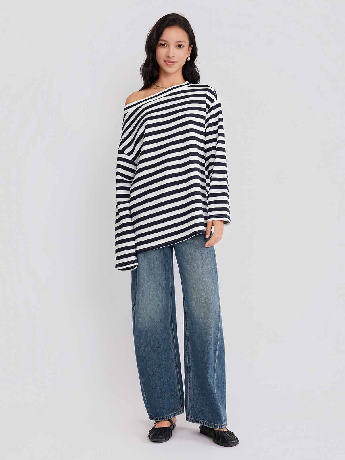 ASOBIO Striped 100% Cotton T-Shirt