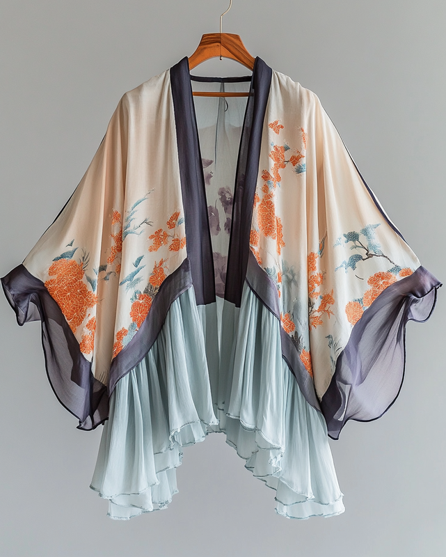 Summer cardigan with gradient stitching and embroidery 14c1