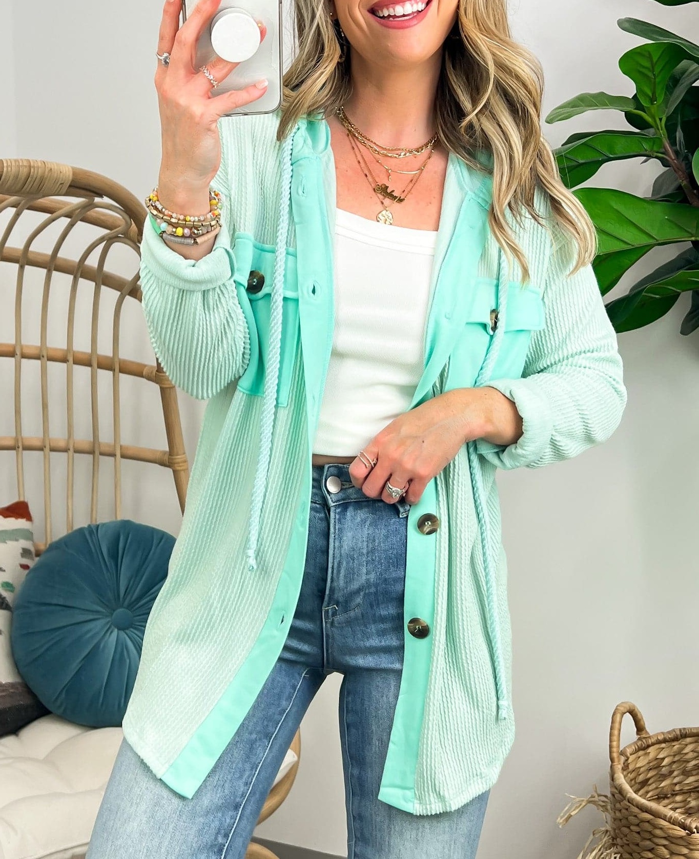 Saturday Satisfaction Ribbed Hooded Shacket