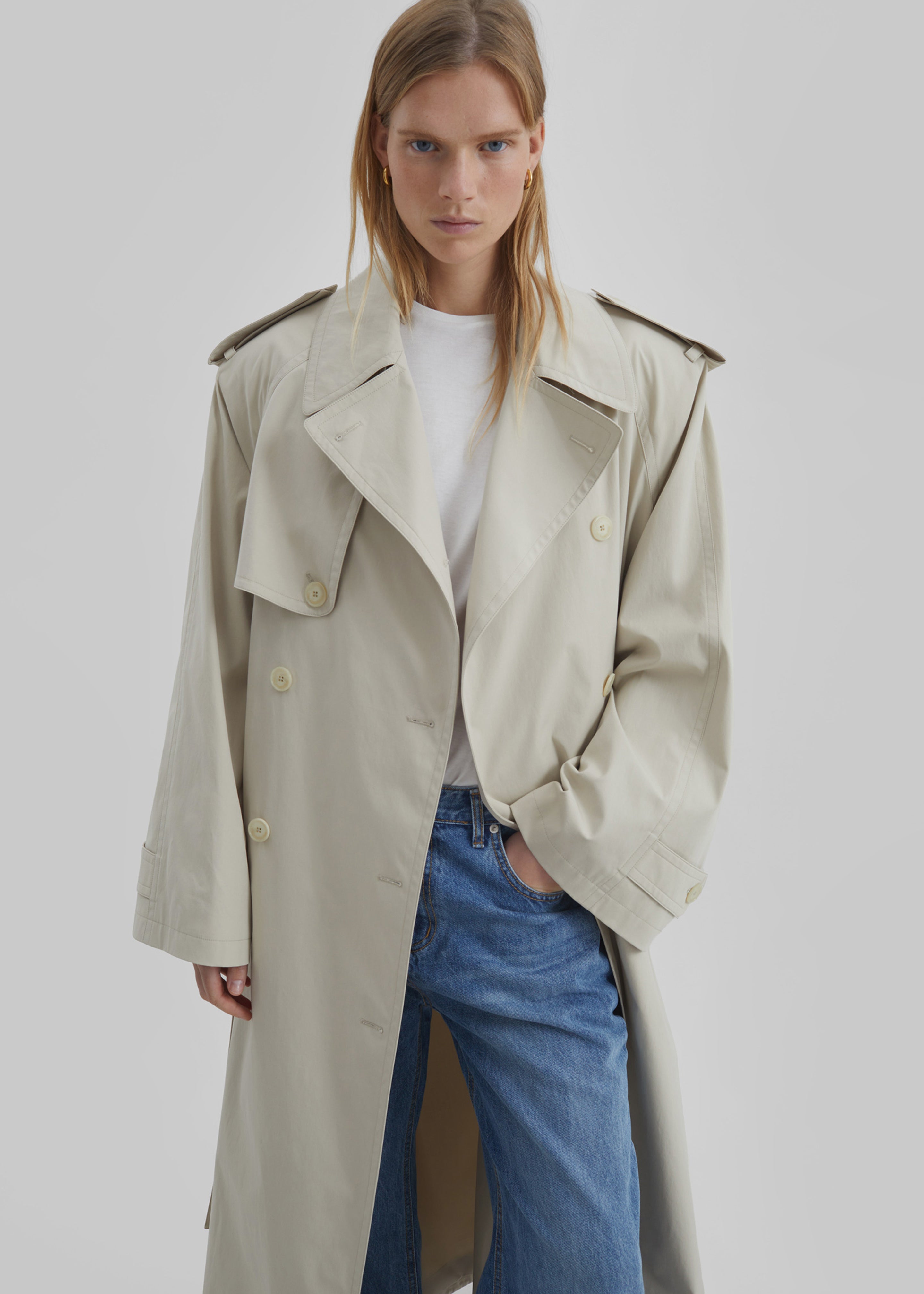 Riva Cotton Trench Coat - Light Beige
