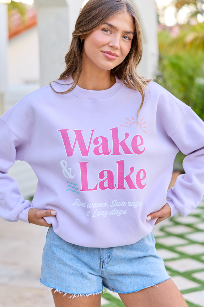Wake & Lake Purple Graphic Sweatshirt