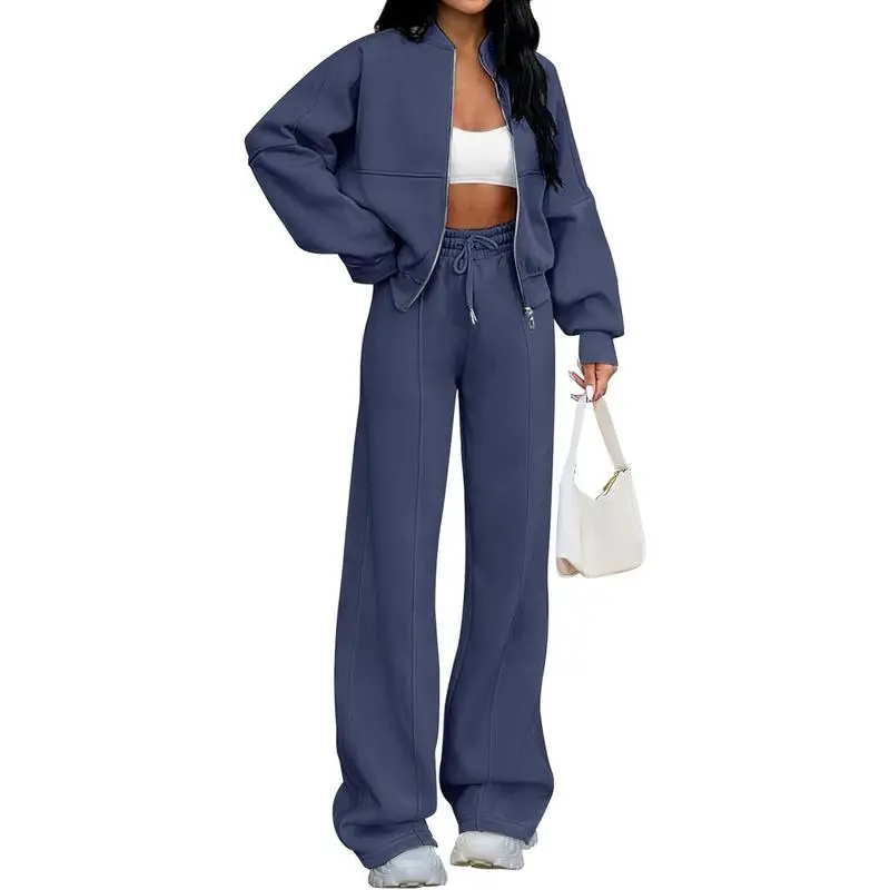 Women’s 2-Piece Set – Zip Up Jacket & Elastic Waist Pants