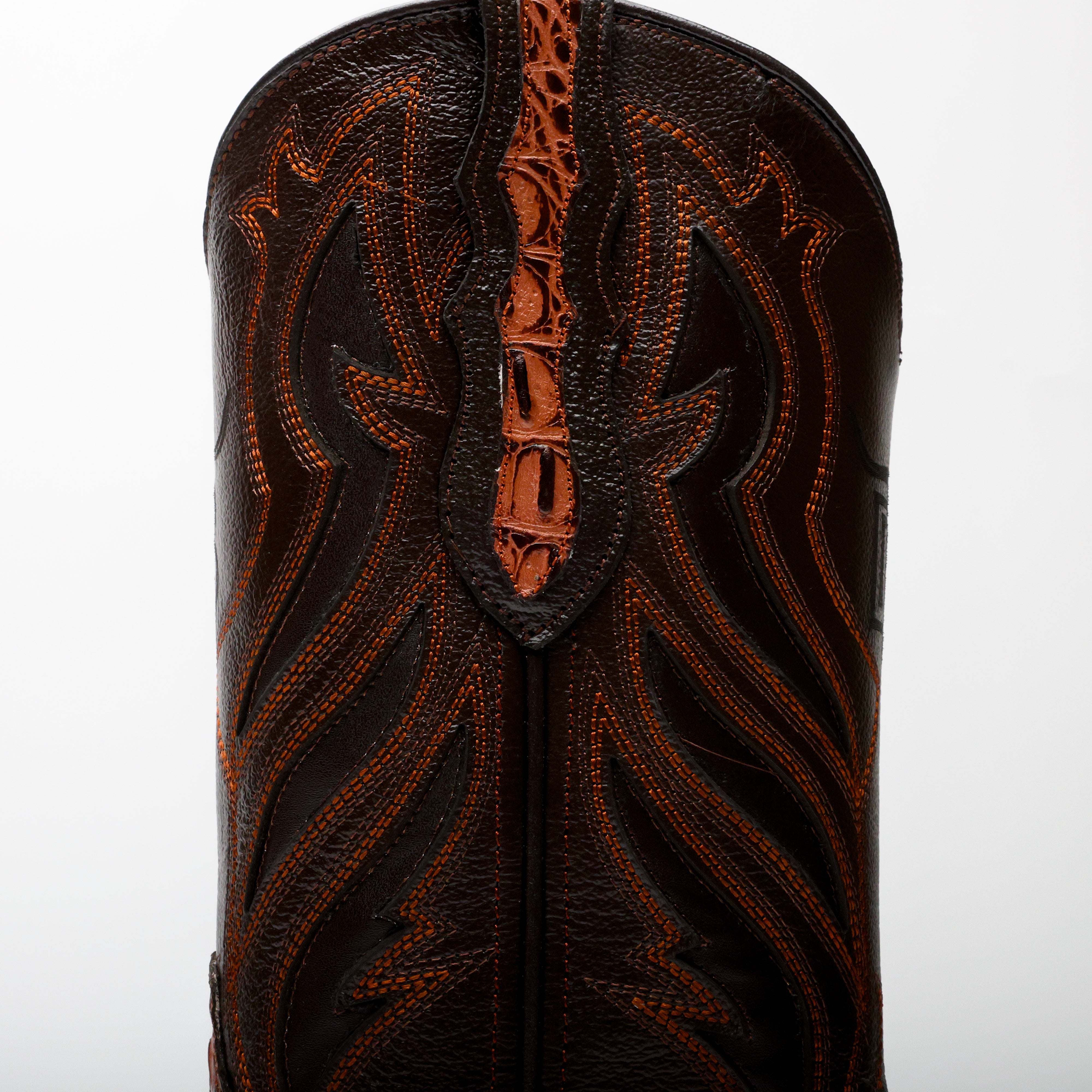 Cognac Caiman Hornback Leather Boots - Square Toe