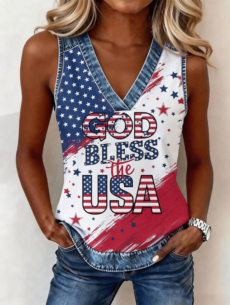 Women'S Independence Day Printed Casual Vest