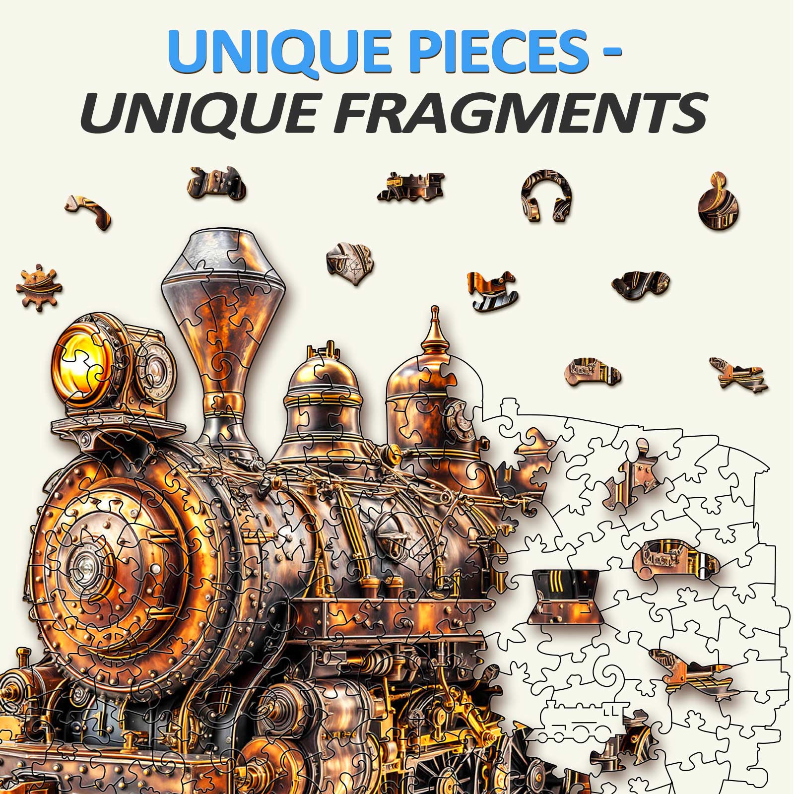 Mechanical Steam Train Wooden Jigsaw Puzzle