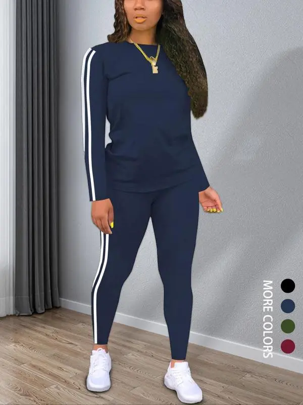 Women’s Striped Long Sleeve Top & Pants Set