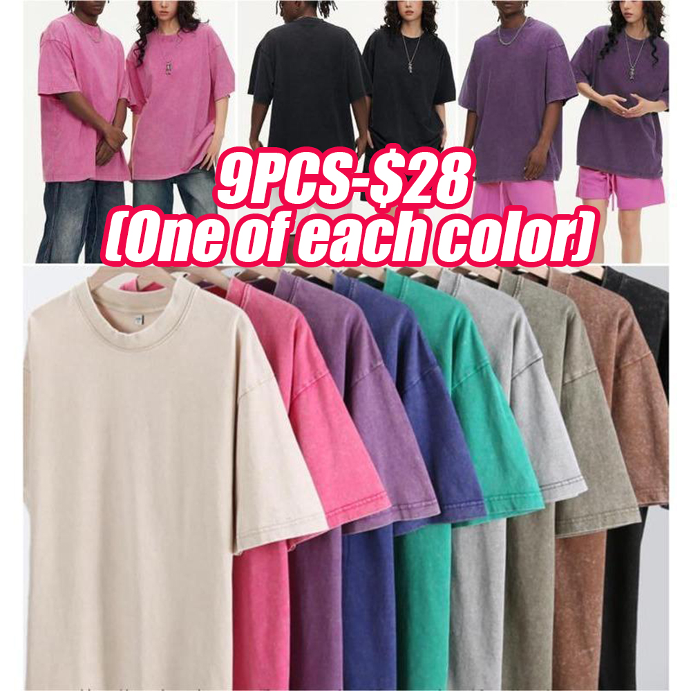 1/4 Pack Oversized Tshirts for Men Gym Vintage Heavyweight T Shirts Cotton Workout Acid Wash Baggy Tees