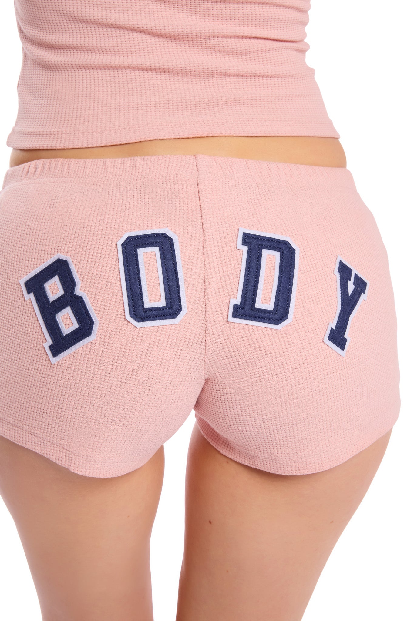 WAFFLE KNIT SHORTS (PASTEL PINK/NAVY)