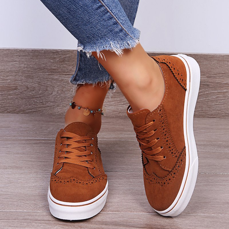 Lace-Up Suedette Flat Sneakers (multiple color options)
