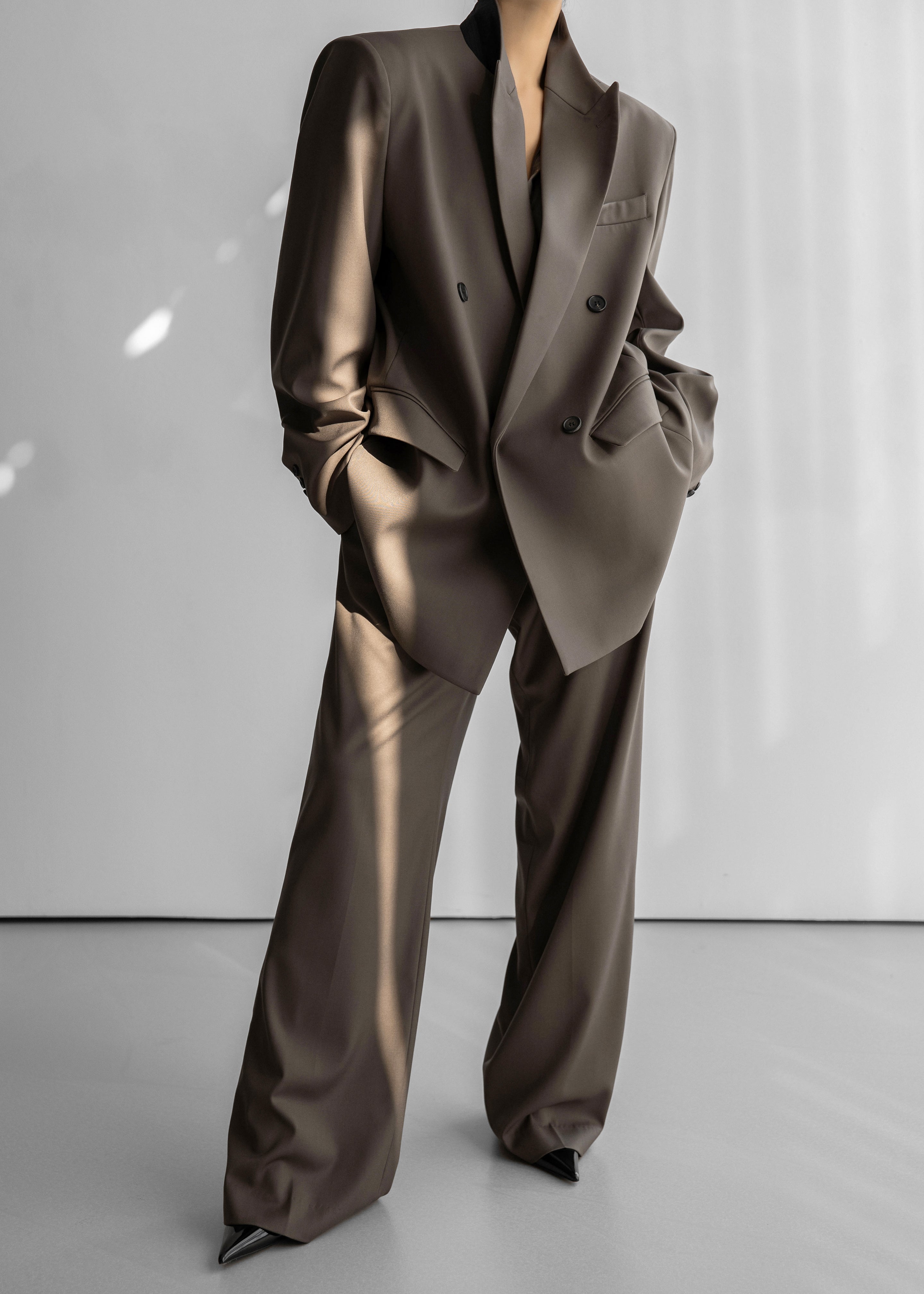 Pallen Double Breasted Blazer - Brown