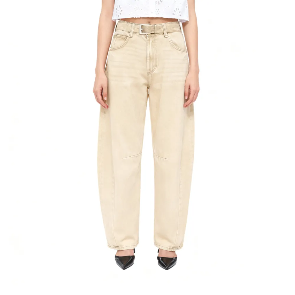 Women High Waist Baggy Barrel Leg Jeans