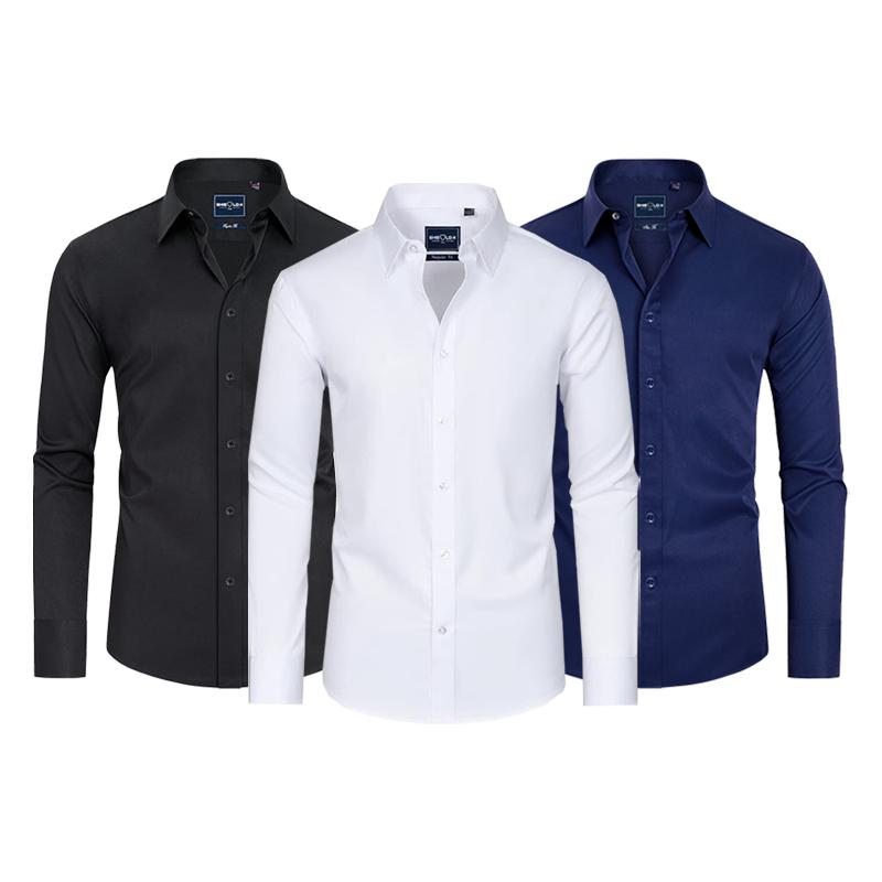 Men's Slim Fit Stain-Resistant Dress Shirts – Long Sleeve Button
