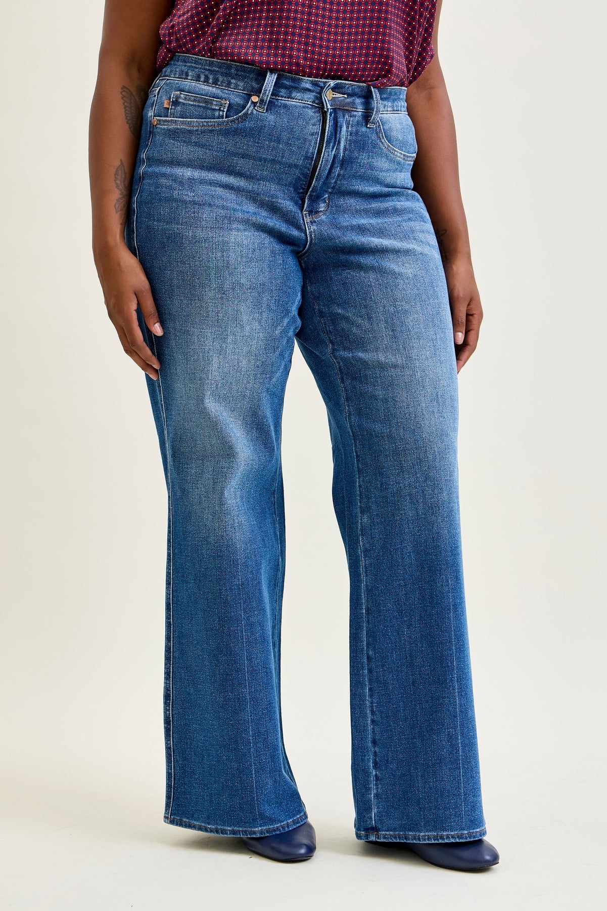 Claribel High Rise Tummy Control Retro Wide Leg Jeans - PLUS