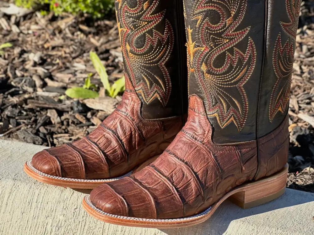Men’s Western Brown American Belly Gator With Brown Shaft