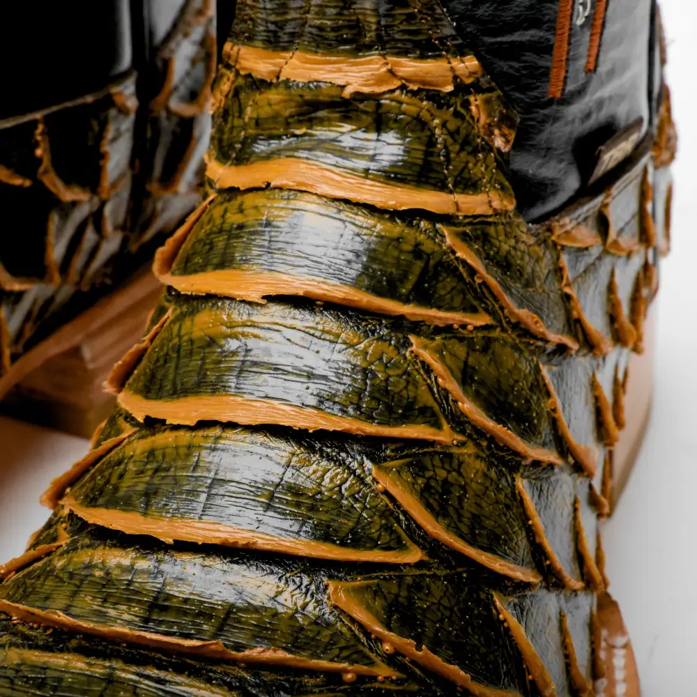 Rustic Honey Jumbo Python Leather Boots - Square Toe