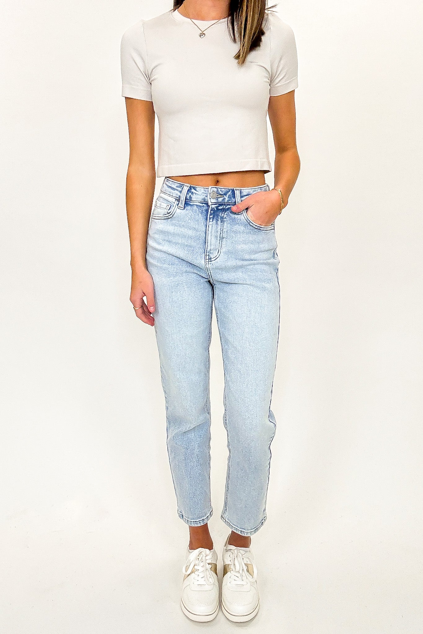 High Rise Crop Straight Pants