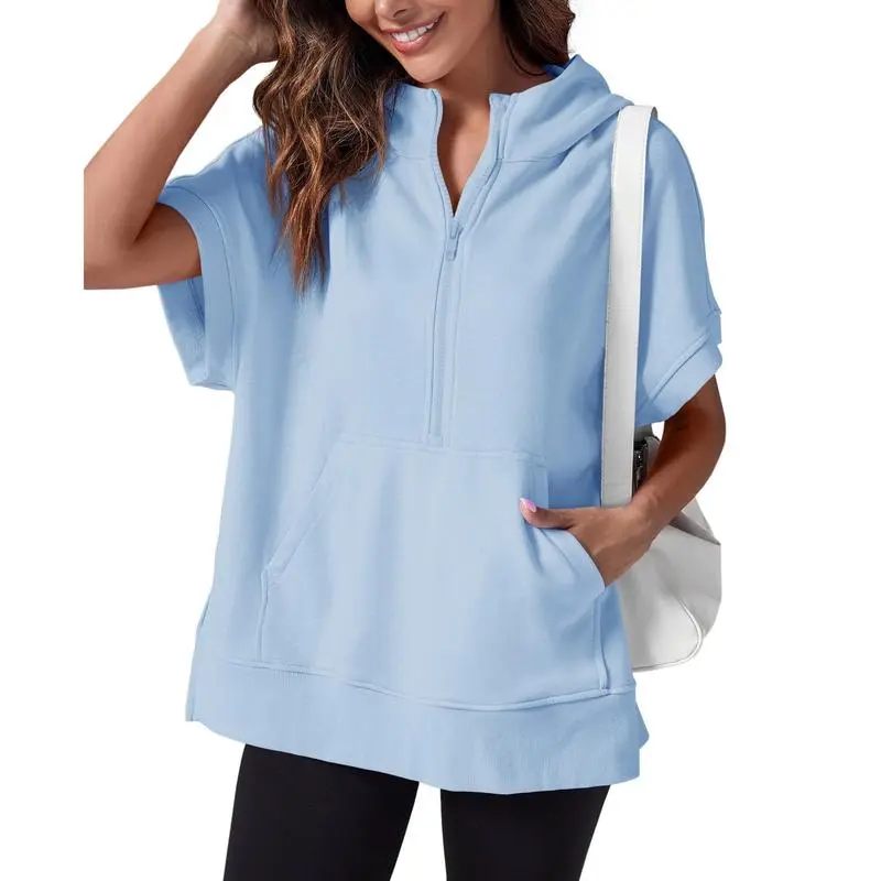 Womens Oversized Half Zip Hoodies with Pockets