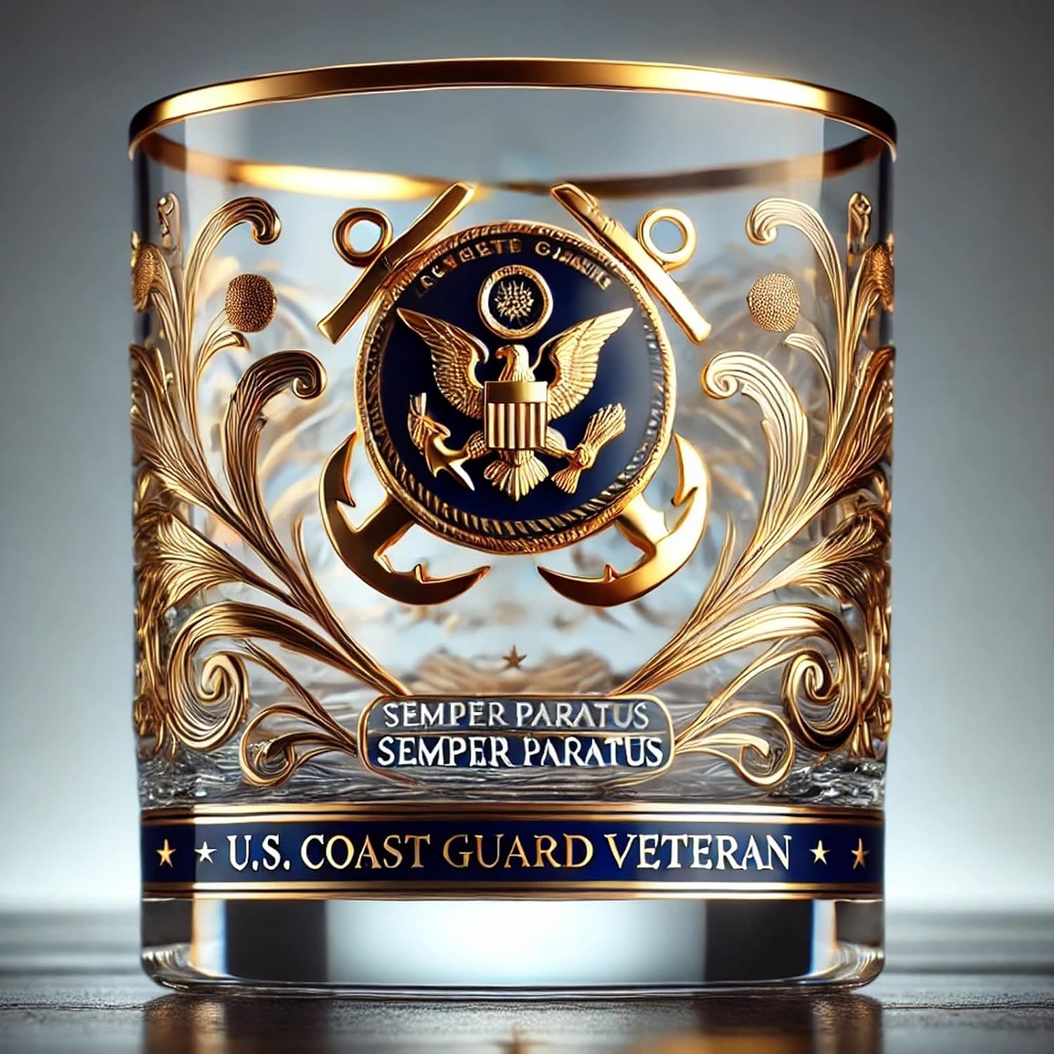 Patriotic Veteran Tribute Glass  Timeless Honor for American Heroes