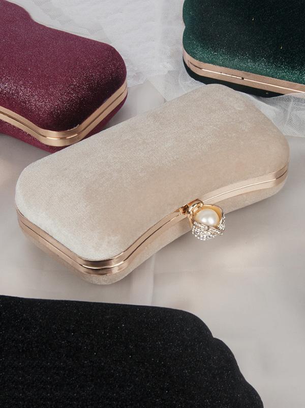 Vintage Solid Color Velvet Hand Bag