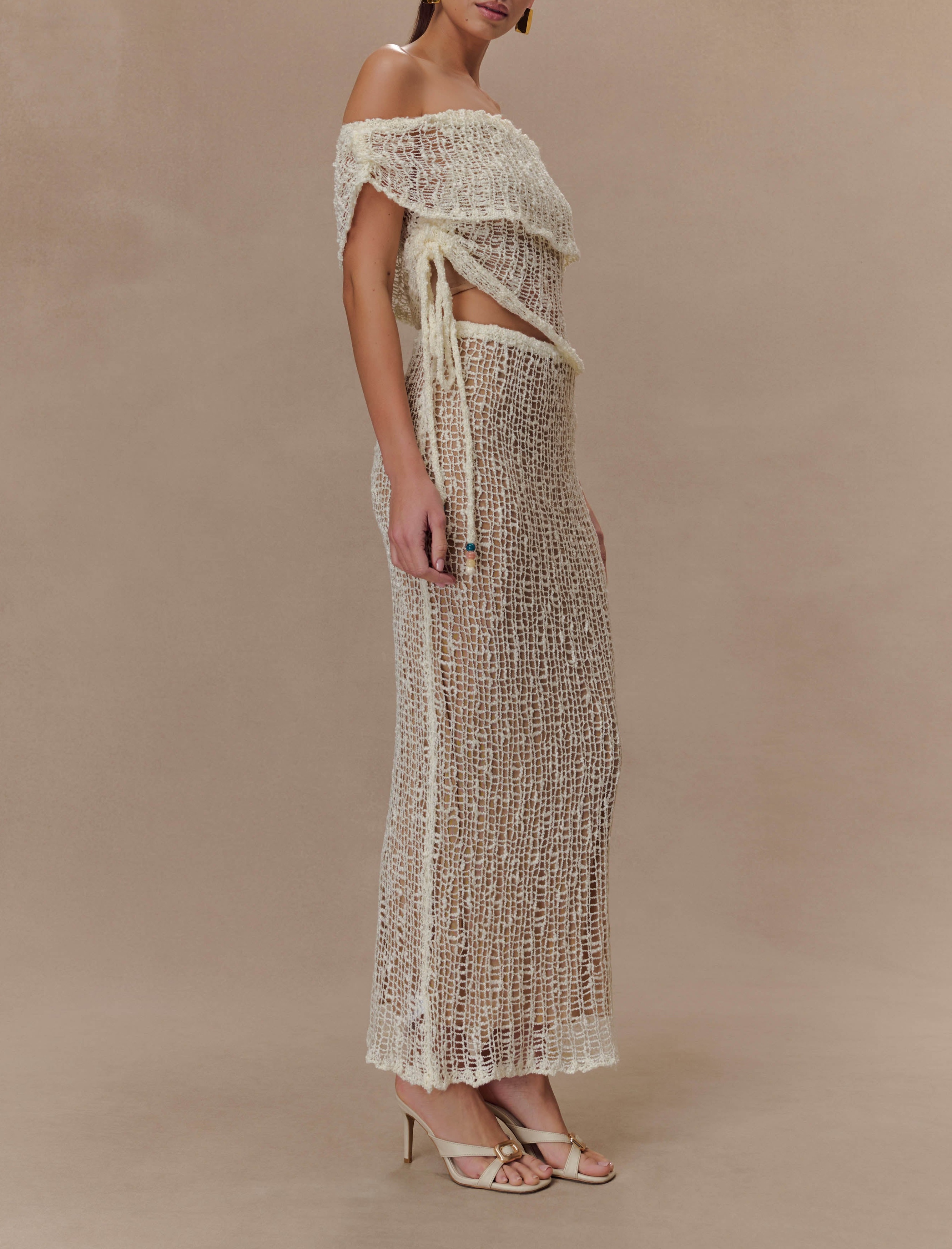 Ivory Off Shoulder Knit Top