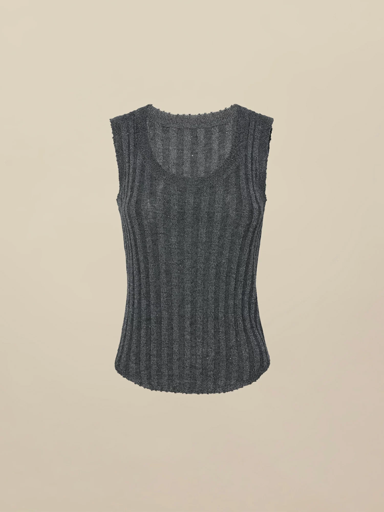 Wool U-Neck Sequin Knitted Vest