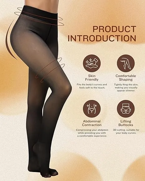 2.6$ Each Women's Fleece Lined Tights - Fake Sheer Warm Pantyhose Thick Winter Leggings