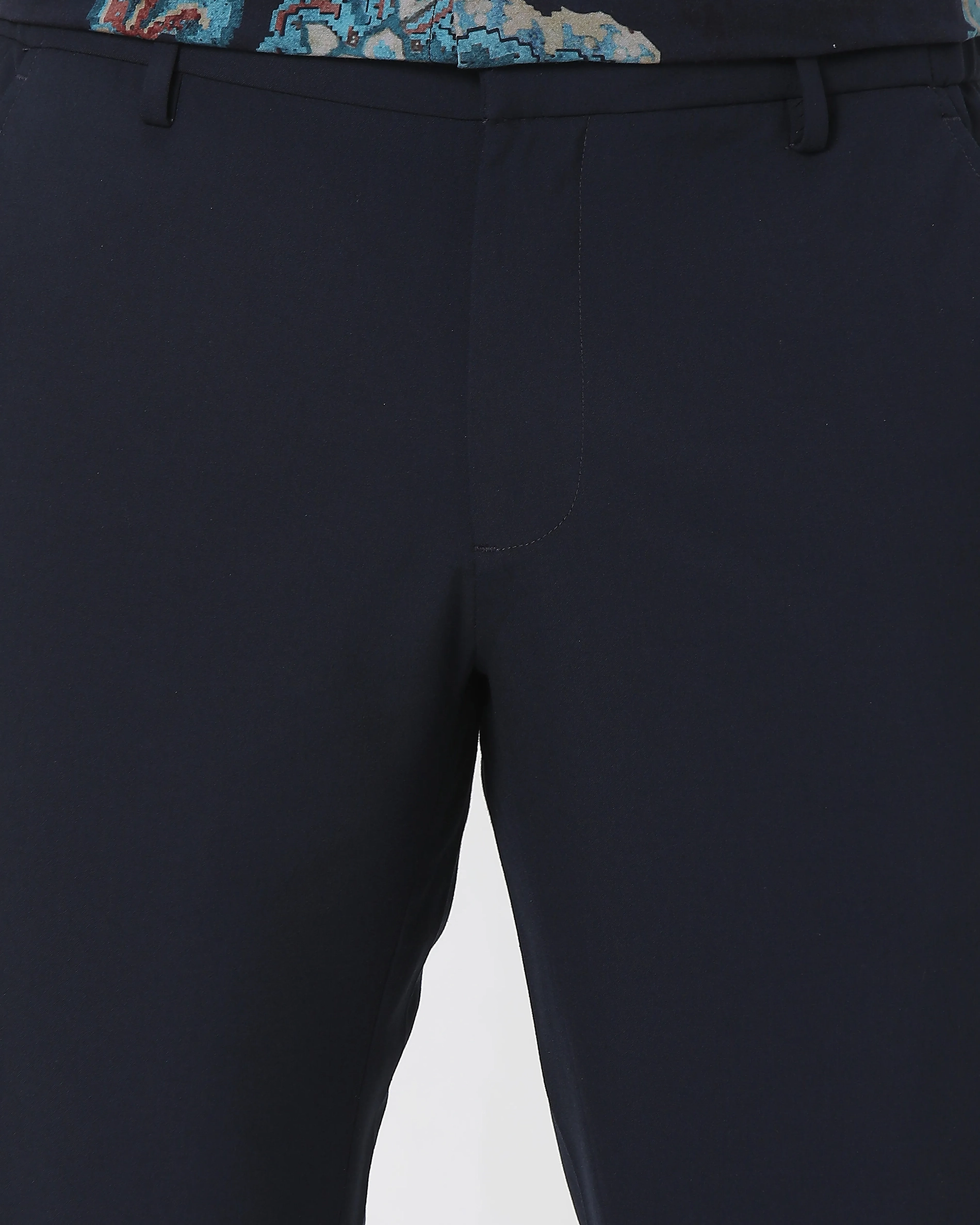 Classic Versatile Daily Slim-Fit Straight-Leg Navy Trousers