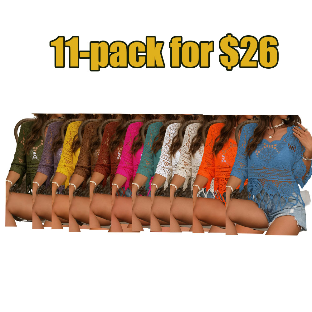 Women's Boho Fringe Trim Cut-Out Sheer Cover-Up – Perfect for Beach & Vacation