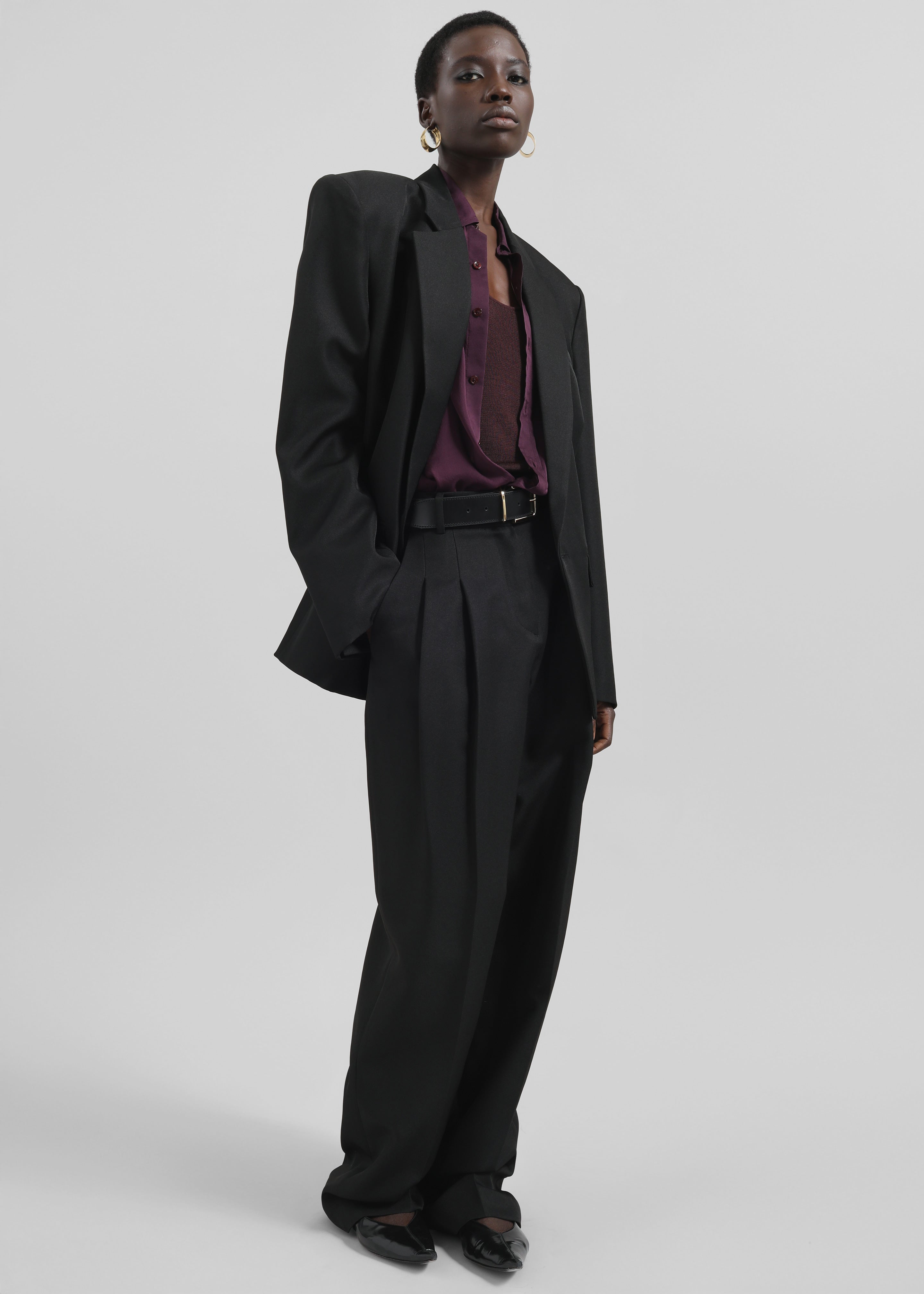Gelso Pleated Twill Trousers - Black
