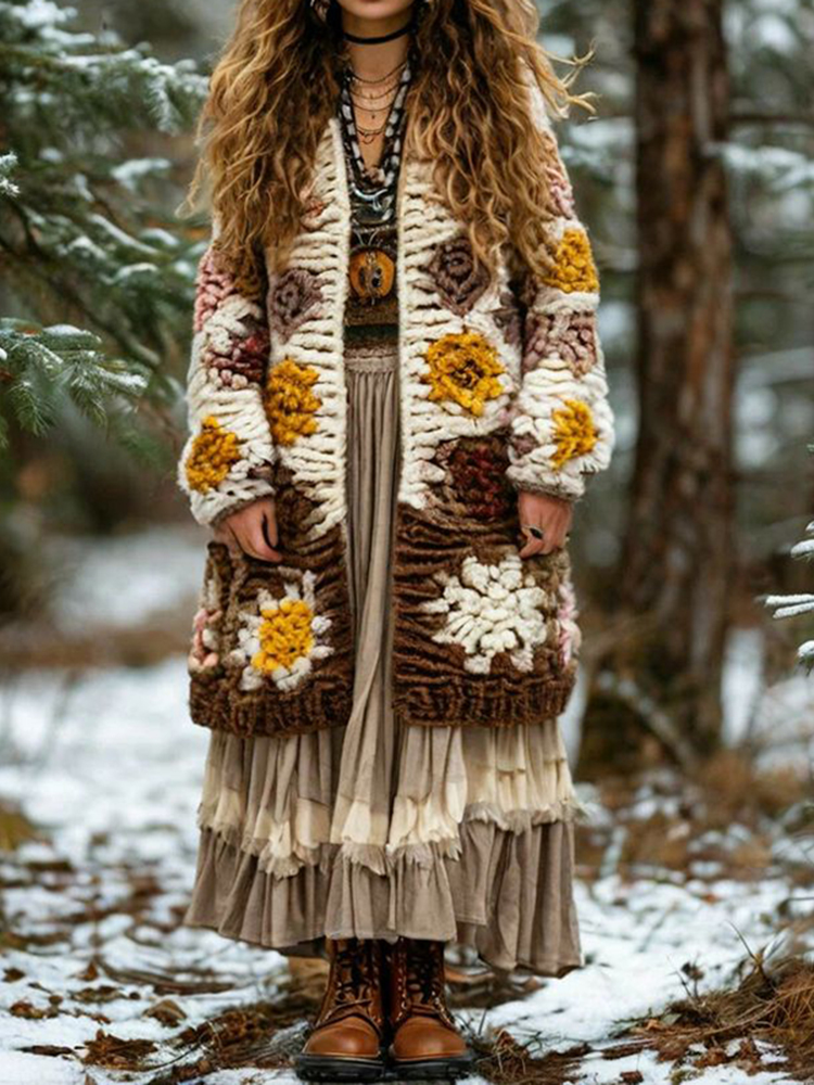 Women's Floral Pattern Print Cardigan 0ab2