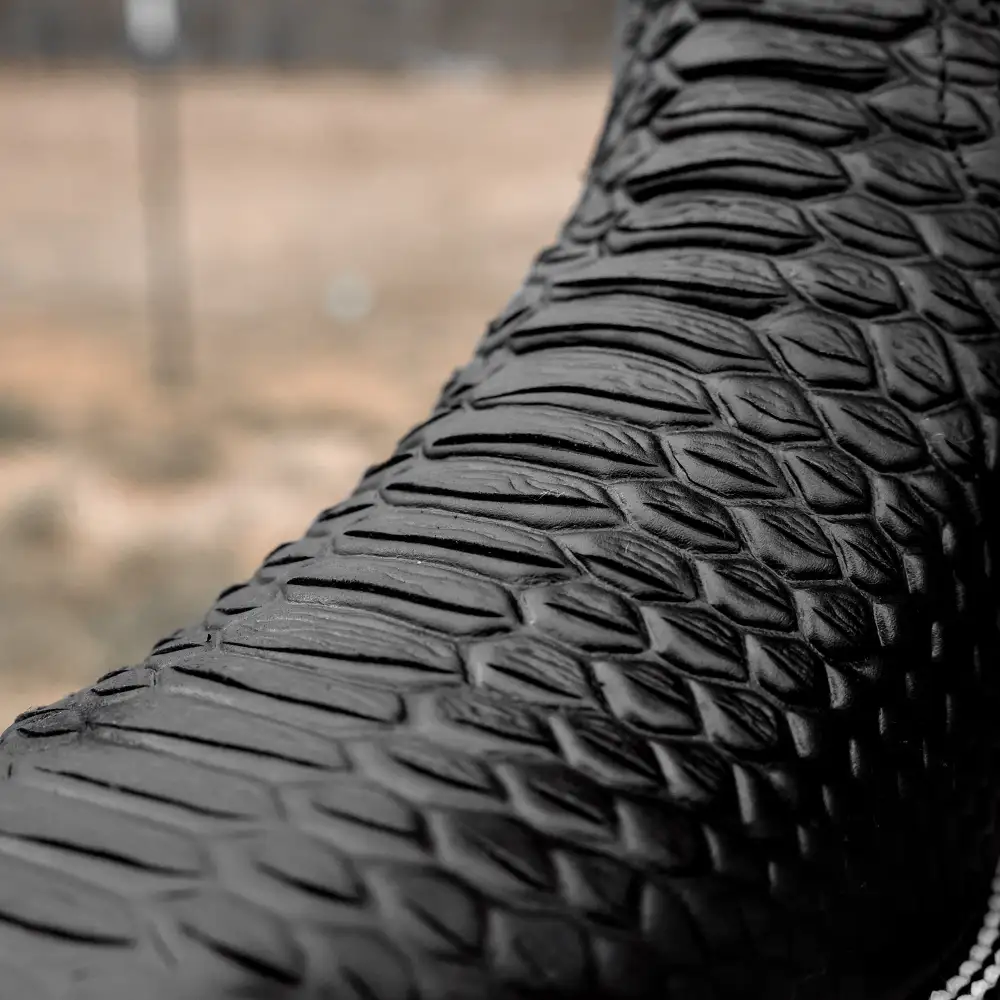 Matte Black Python Leather Boots - Square Toe