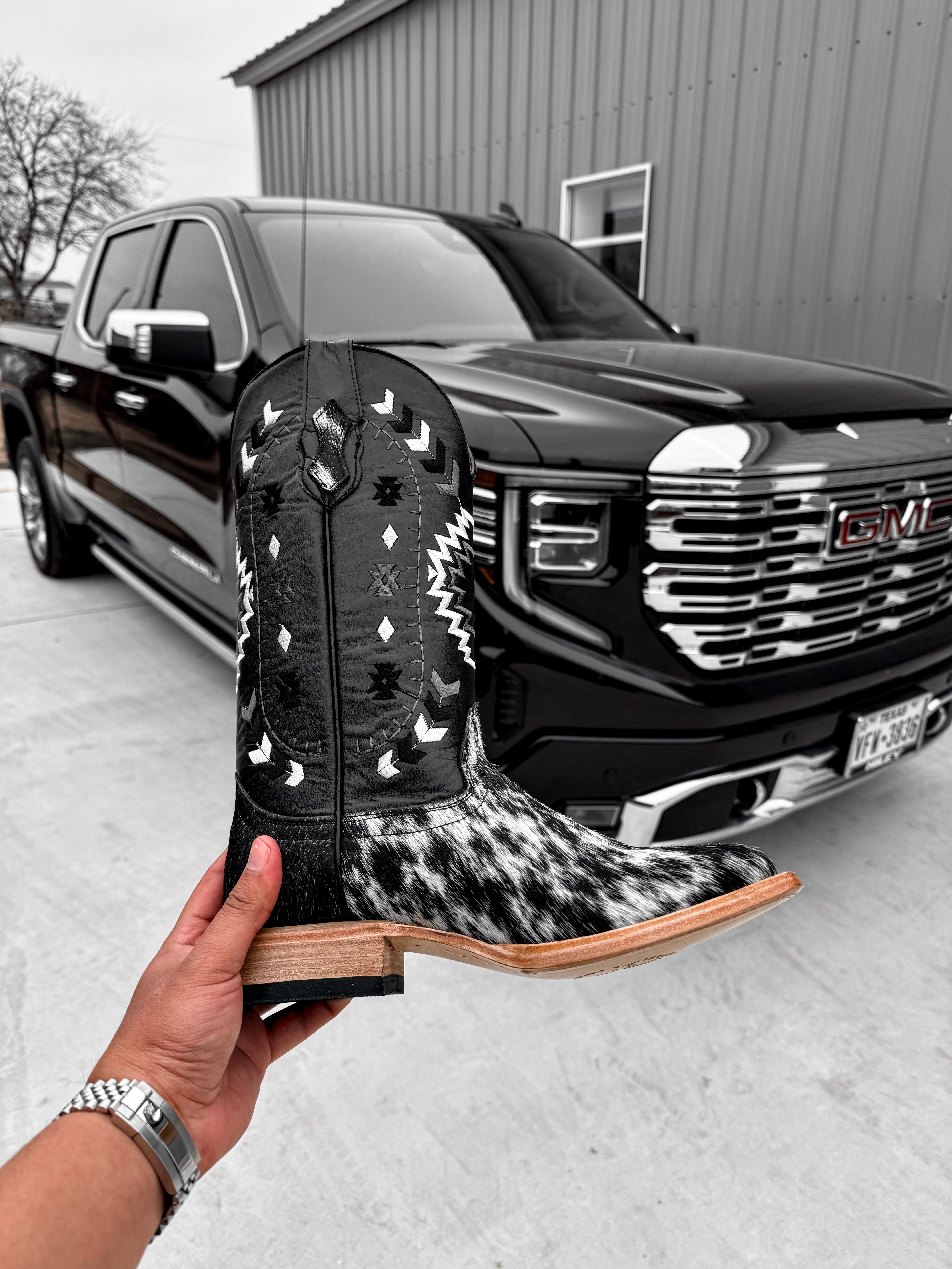 Genuine Cowhide Boots - Square Toe