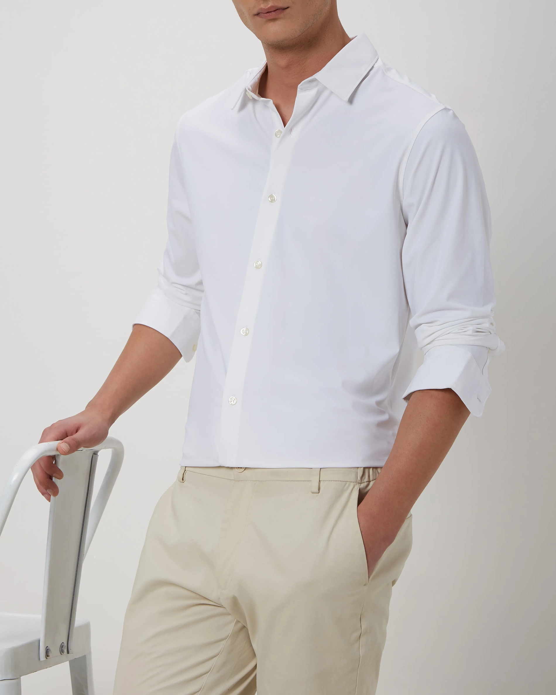 Simple And Comfortable Slim-Fit Breathable White Shirt