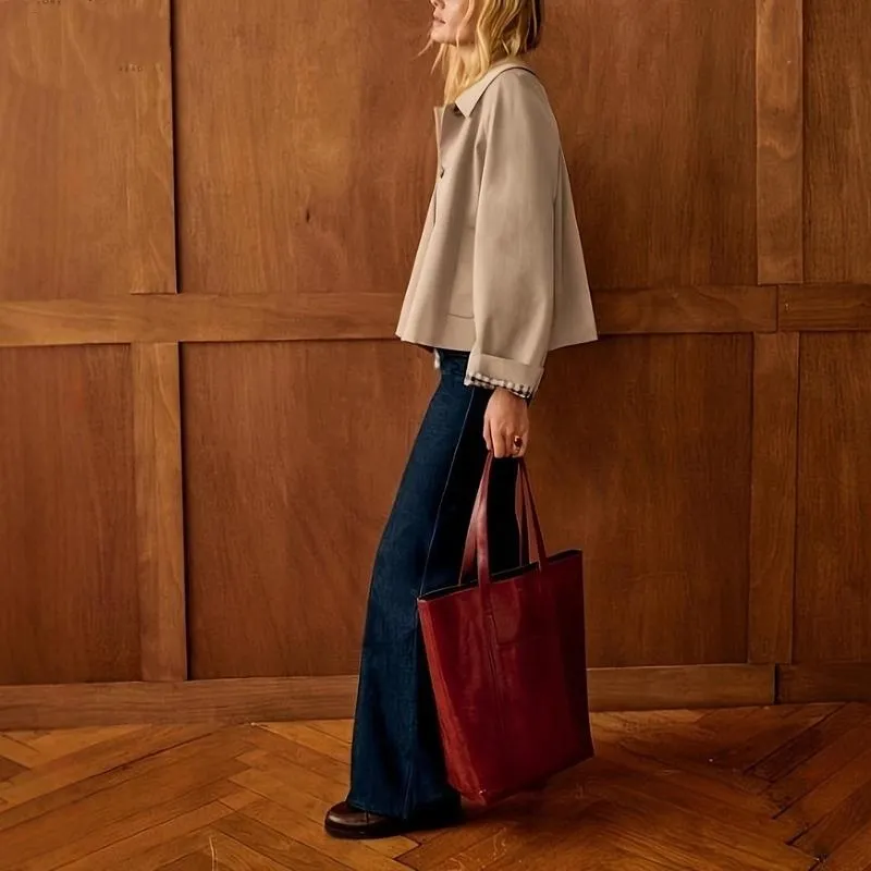 Women Casual Fall Jacket Lapel Neck Button-Down Long Sleeve Coat