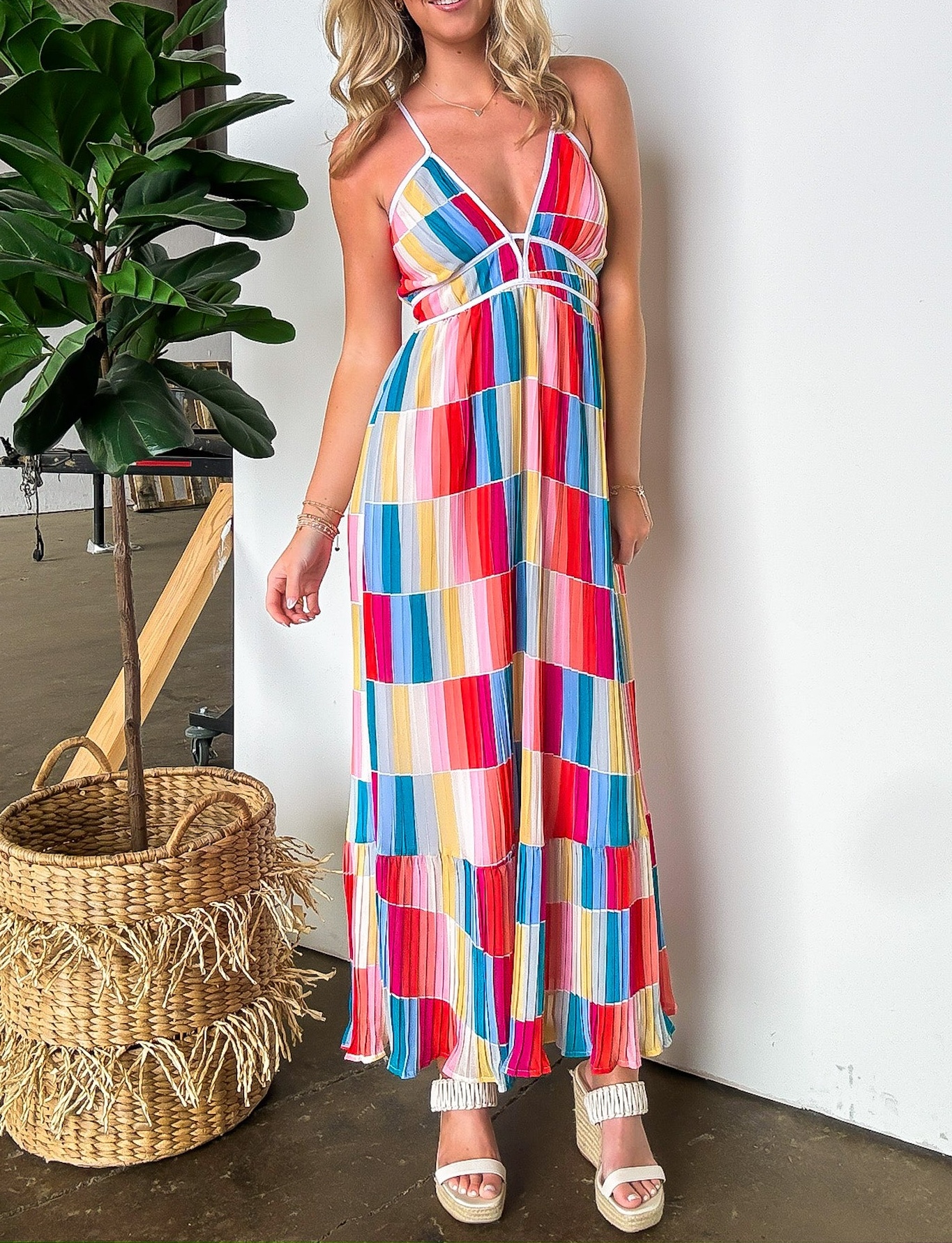 Rainbow Summer Multi Color Maxi Dress